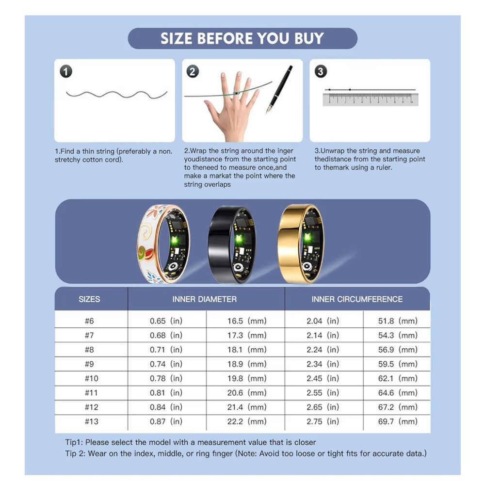 Smart Ring Heart Monitor - Gold Size 12 NWT - Picture 4 of 5